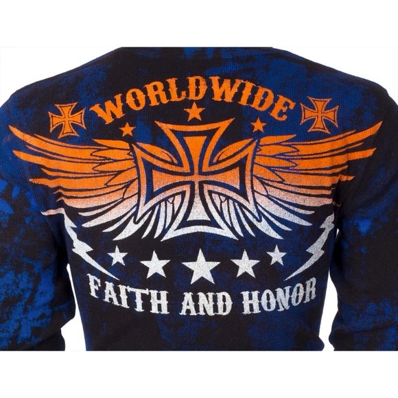 ARCHAIC by AFFLICTION Men's Long Sleeve THERMAL Shirt BLACK TIDE Biker Black $58 - Picture 7 of 7